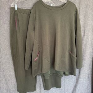 Set- LOGO Lori Goldstein Sweatshirt 1X & Pants XLP Pullover Oversize Lagenlook